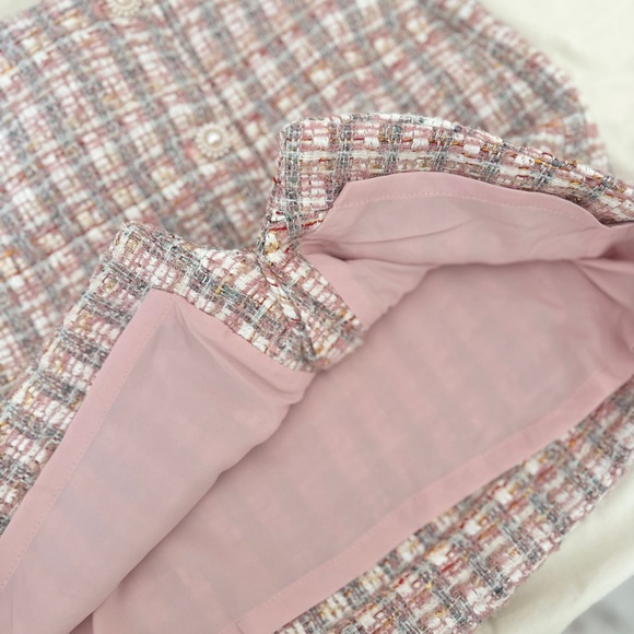 🌸 NWT HOUSE OF HARLOW PINK METALLIC SPARKLE TWEED BOUCLE COORD SKIRT TOP… - Picture 8 of 13